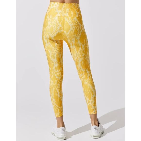 CARBON38 High Rise 7/8 Leggings Womens Medium Kumquat Yellow Snake Python - Picture 3 of 16